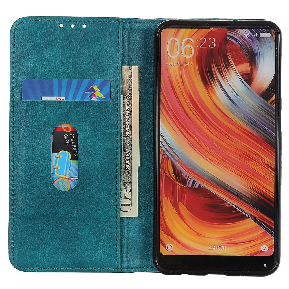 For Sony Xperia 1 V Litchi Texture Phone Case Split Leather Wallet Smartphone Stand Cover - Green - 2