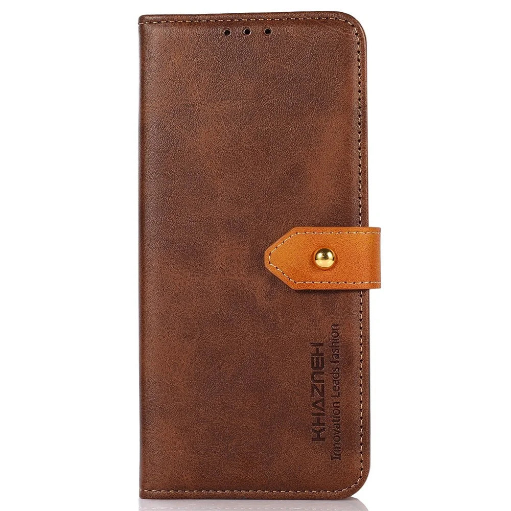 KHAZNEH PU Leather Cowhide Texture Phone Case for Sony Xperia 1 V Wallet Stand Phone Cover - Brown - 7
