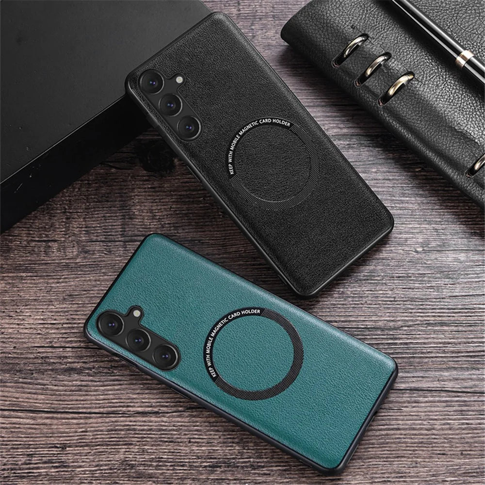 For Samsung Galaxy A34 5G Cell Phone Cover Magnetic Phone Shell PU Leather+PC+TPU Phone Case - Green - 6