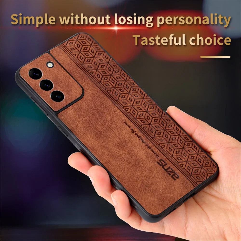 AZNS For Samsung Galaxy S21 5G / 4G Imprinted Leather Coated TPU Phone Case Protective Phone Cover - Brown - 5