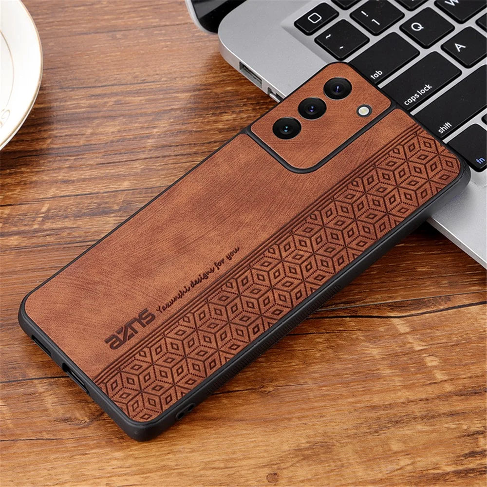 AZNS For Samsung Galaxy S21+ 5G Cell Phone Cover Imprinted Leather Coated TPU Anti-slip Phone Case - Brown - 2