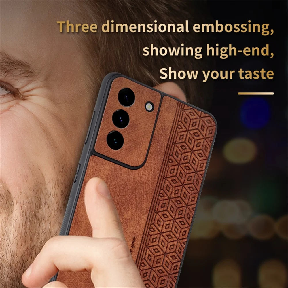 AZNS For Samsung Galaxy S21+ 5G Cell Phone Cover Imprinted Leather Coated TPU Anti-slip Phone Case - Brown - 6