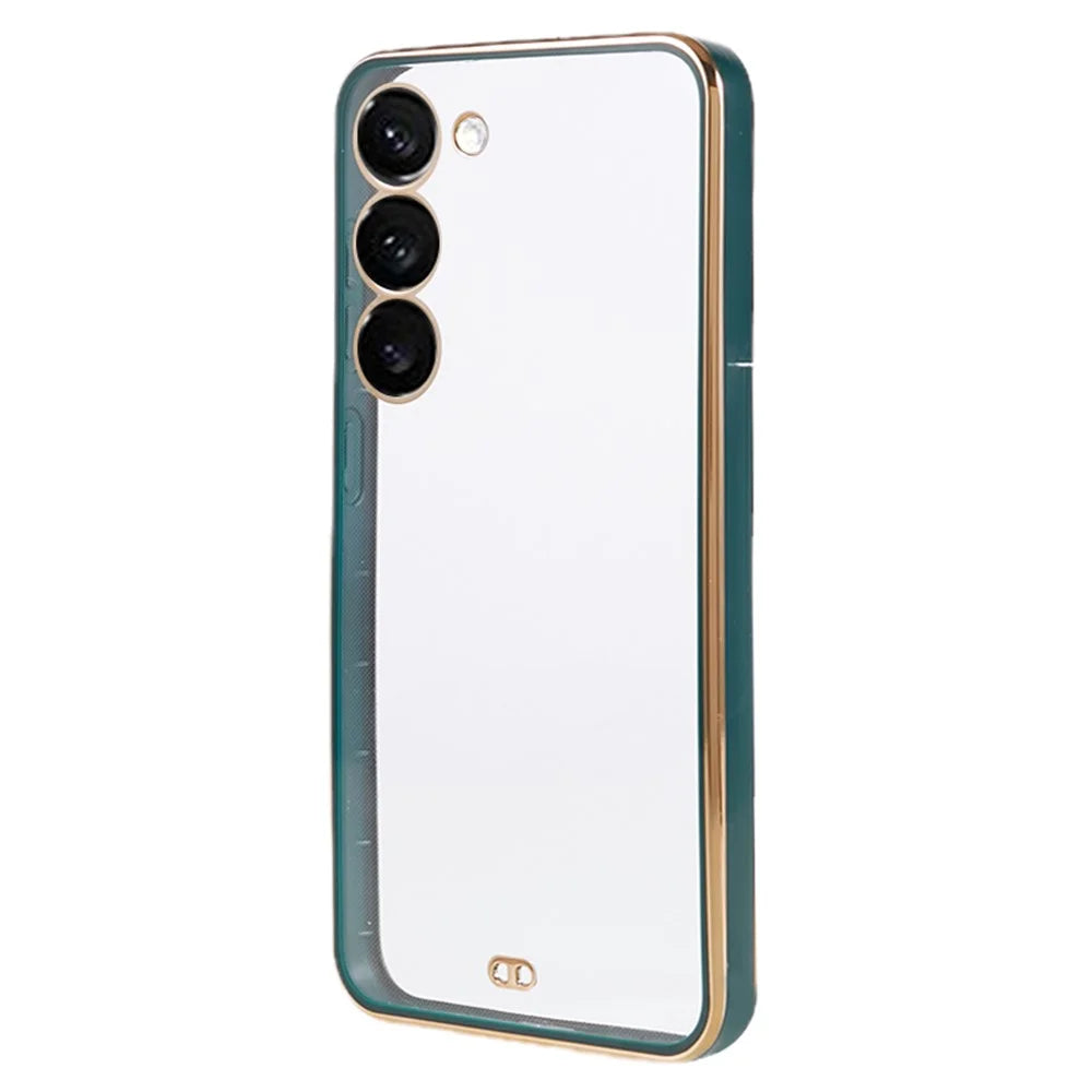 For Samsung Galaxy S23 Dual Color Electroplating Phone Case Soft TPU Phone Cover - Green - 1