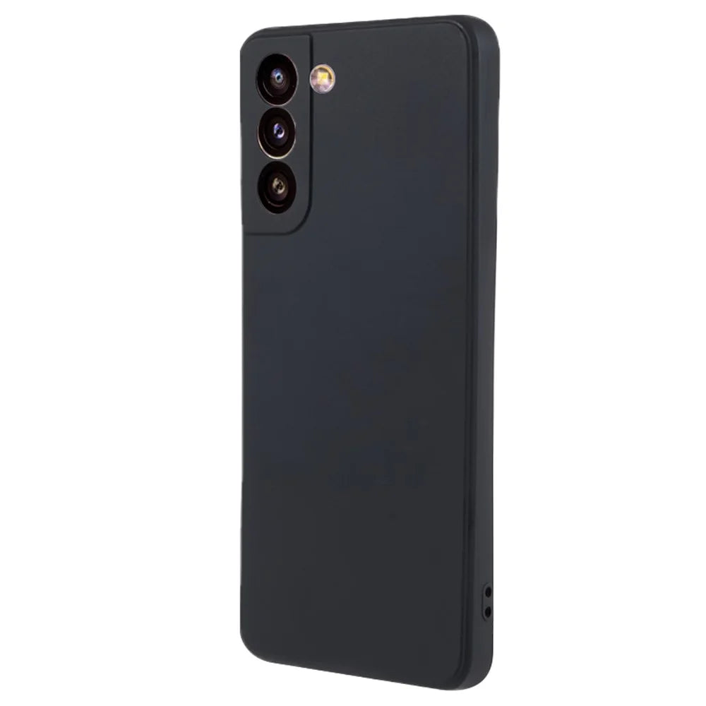 For Samsung Galaxy S21 4G / 5G Back Shell TPU Case Fiber Lining Rubberized Cell Phone Cover - Black - 1
