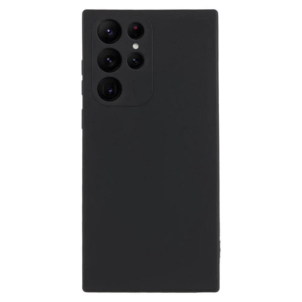 For Samsung Galaxy S22 Ultra 5G Straight Edge TPU Cover Lens Precise Cutout Candy Color Phone Case - Black - 1