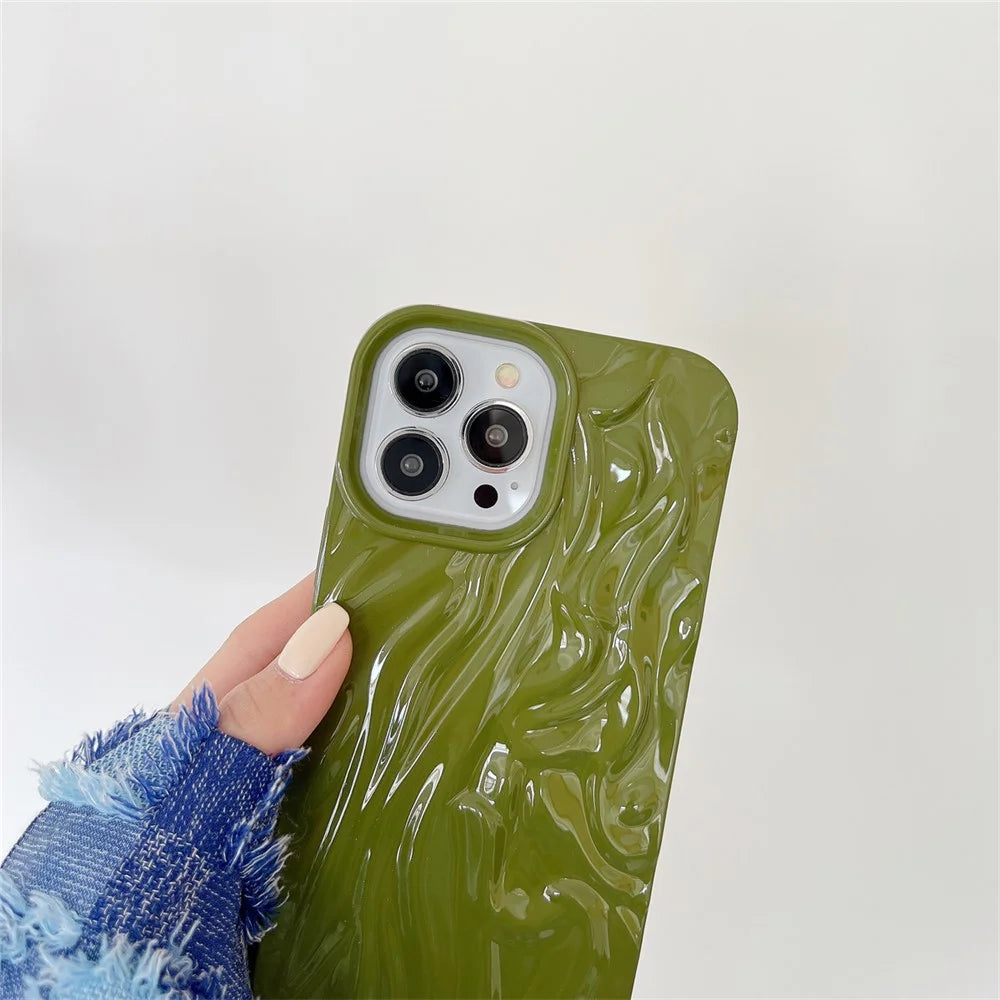 For iPhone 13 Pro Max 6.7 inch Shockproof Pleat Design Glossy Phone Case Soft TPU Back Cover - Black - 4