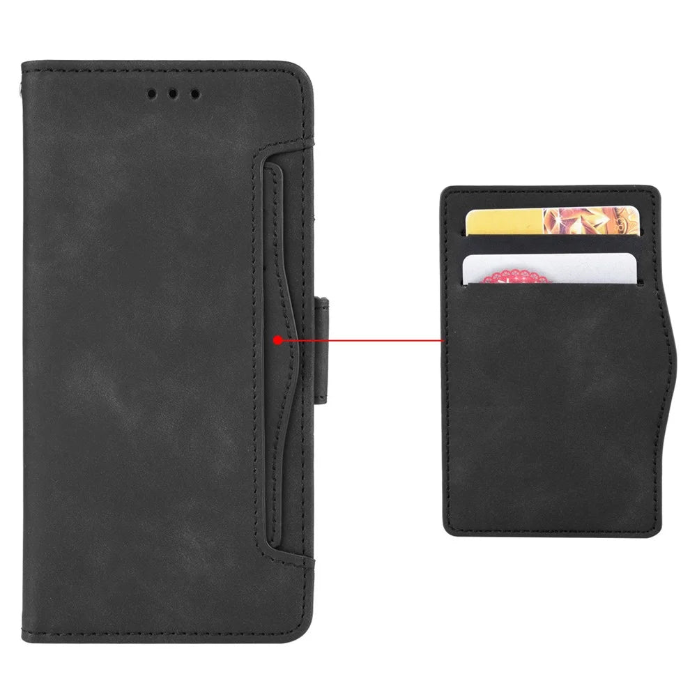 For OnePlus Nord 3 5G / Ace 2V Phone Leather Case Multiple Card Slots Phone Cover with Wallet Stand - Black - 6