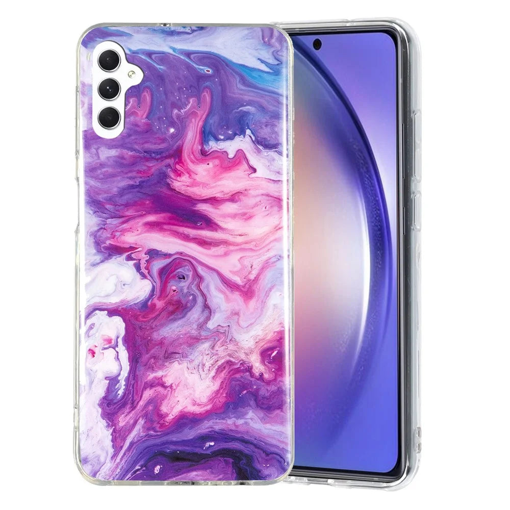 For Samsung Galaxy A54 5G Marble Pattern Phone TPU Case Anti-scratch IMD Phone Cover - Red - 2