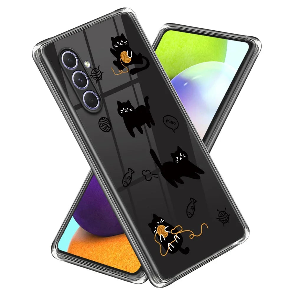 For Samsung Galaxy A34 5G Soft TPU Phone Case Pattern Printing Back Cover - Cat Knitting - 1