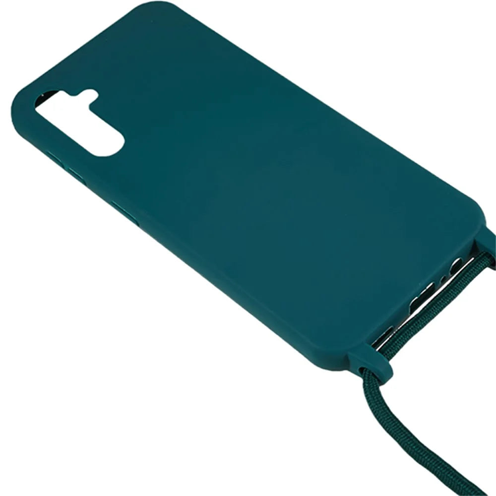 For Samsung Galaxy A14 5G / 4G TPU Case Fall-proof Back Cover with Lanyard - Dark Green - 3