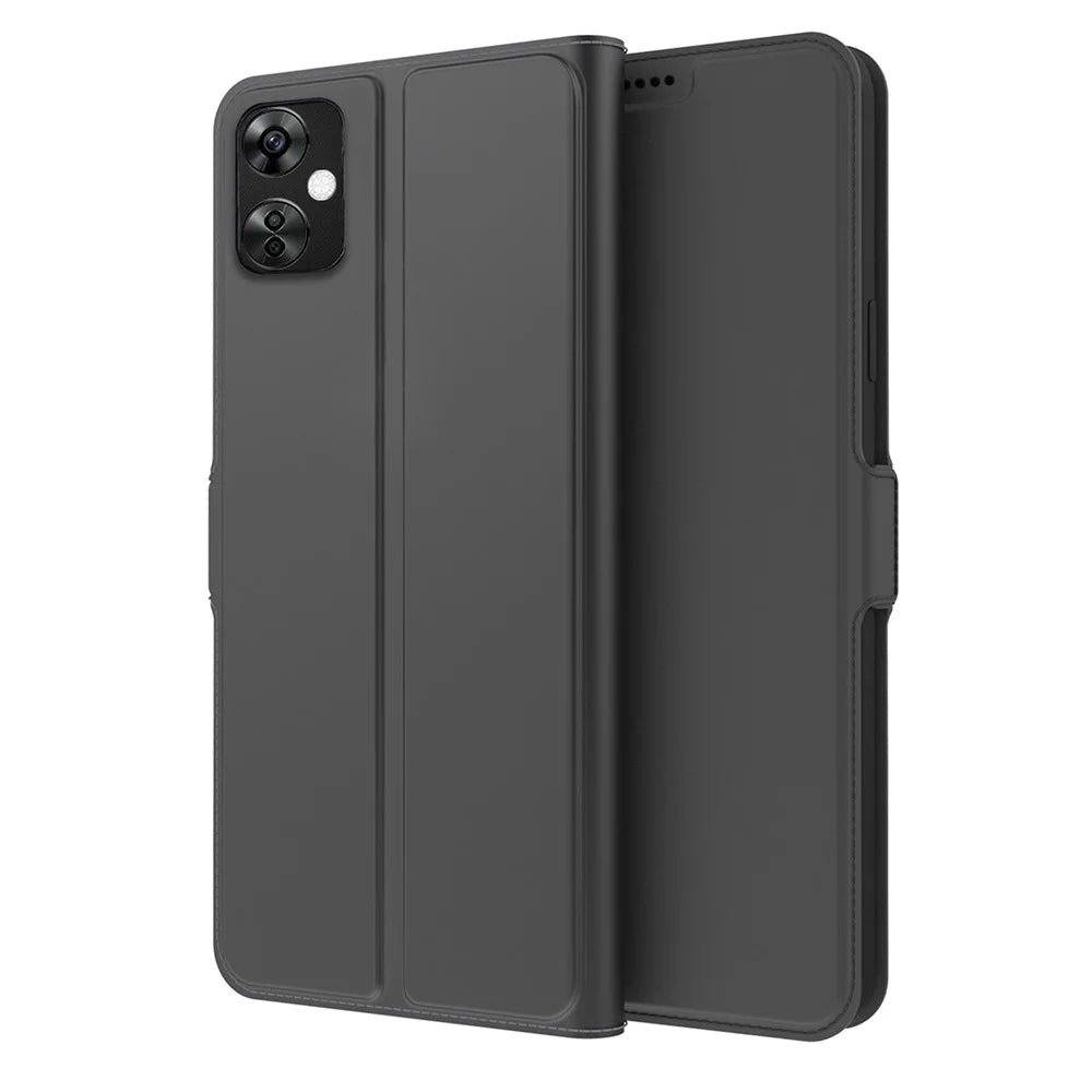 For OnePlus Nord CE 3 Lite 5G / Nord N30 5G PU Leather Card Slot Case Stand Flip Phone Cover - Black - 1