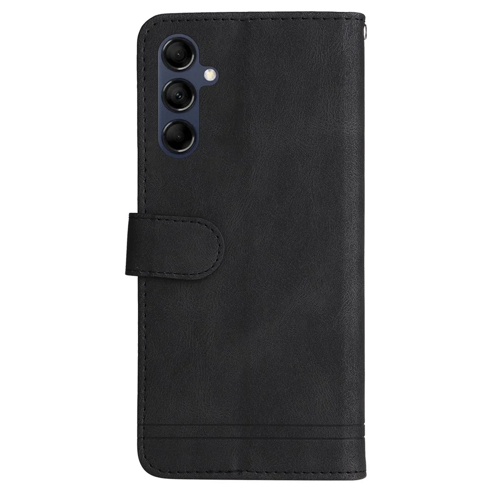 For Samsung Galaxy M14 5G Leather Wallet Cases Skin Touch Phone Cover Stand with Strap - Black - 7