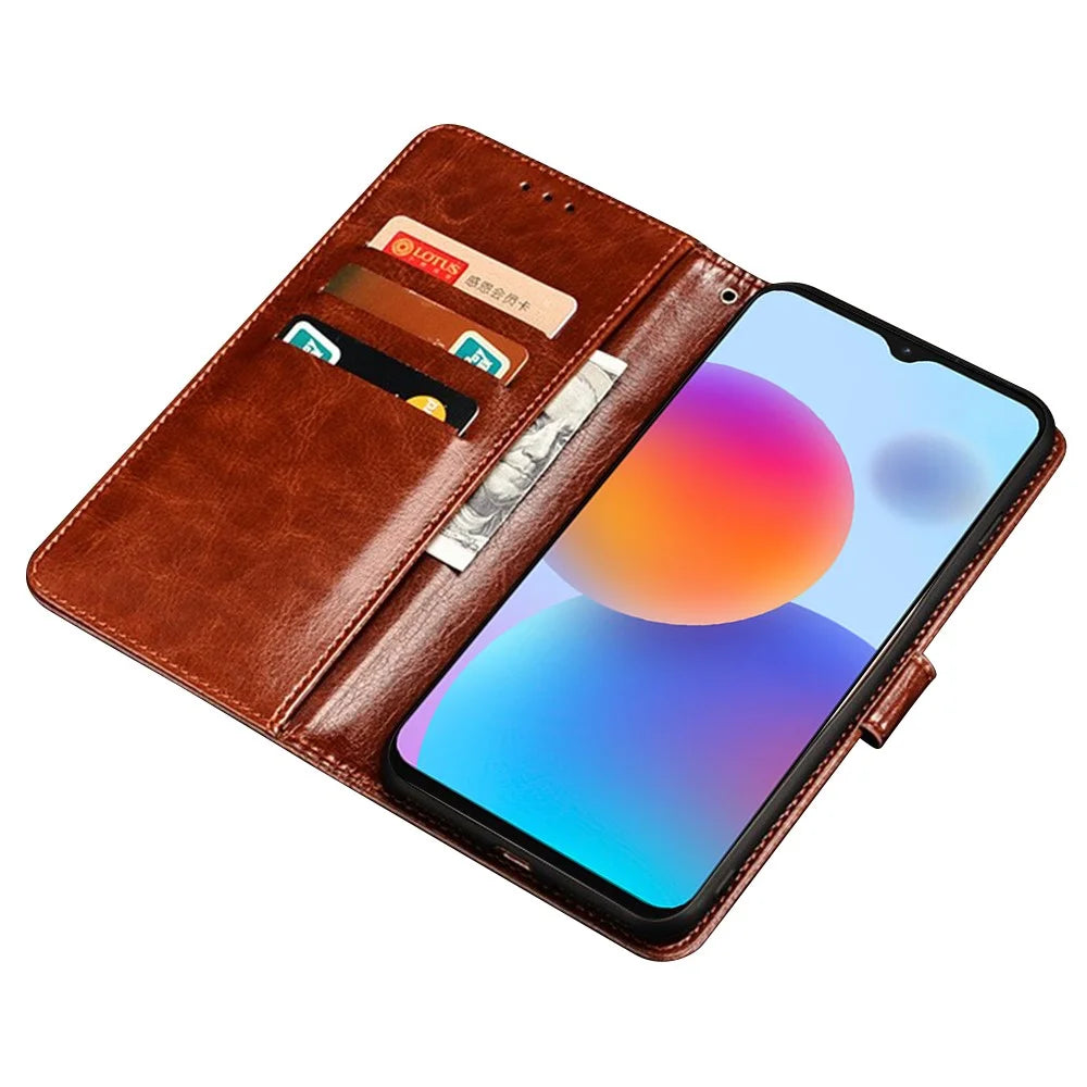 IDEWEI For TCL Ion X PU Leather Phone Case Wallet Crazy Horse Texture Stand Phone Cover - Brown - 2