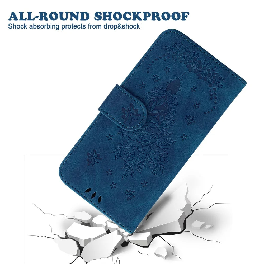 For Google Pixel 8 Pro Anti-Dust Leather Stand Phone Case Wallet Imprinted Pattern Smartphone Cover - Blue - 4