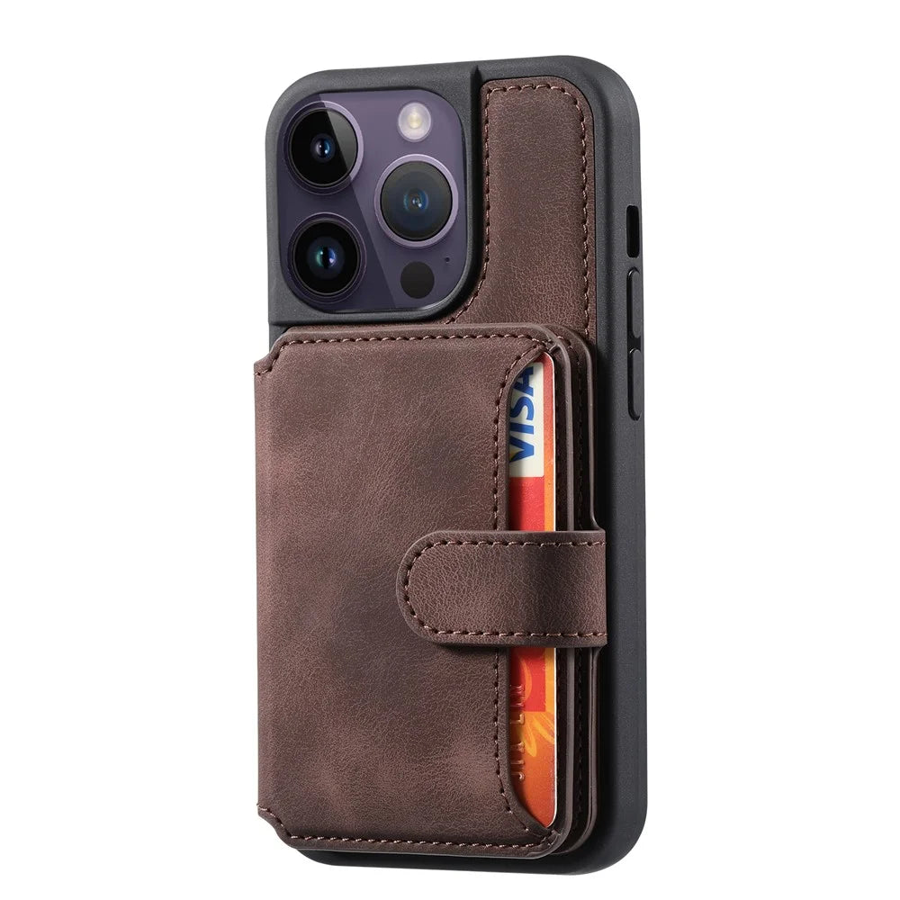 Shockproof RFID Blocking Case for iPhone 12 Pro Max 6.7 inch PU Leather TPU Phone Shell with Card Holder - Coffee - 2