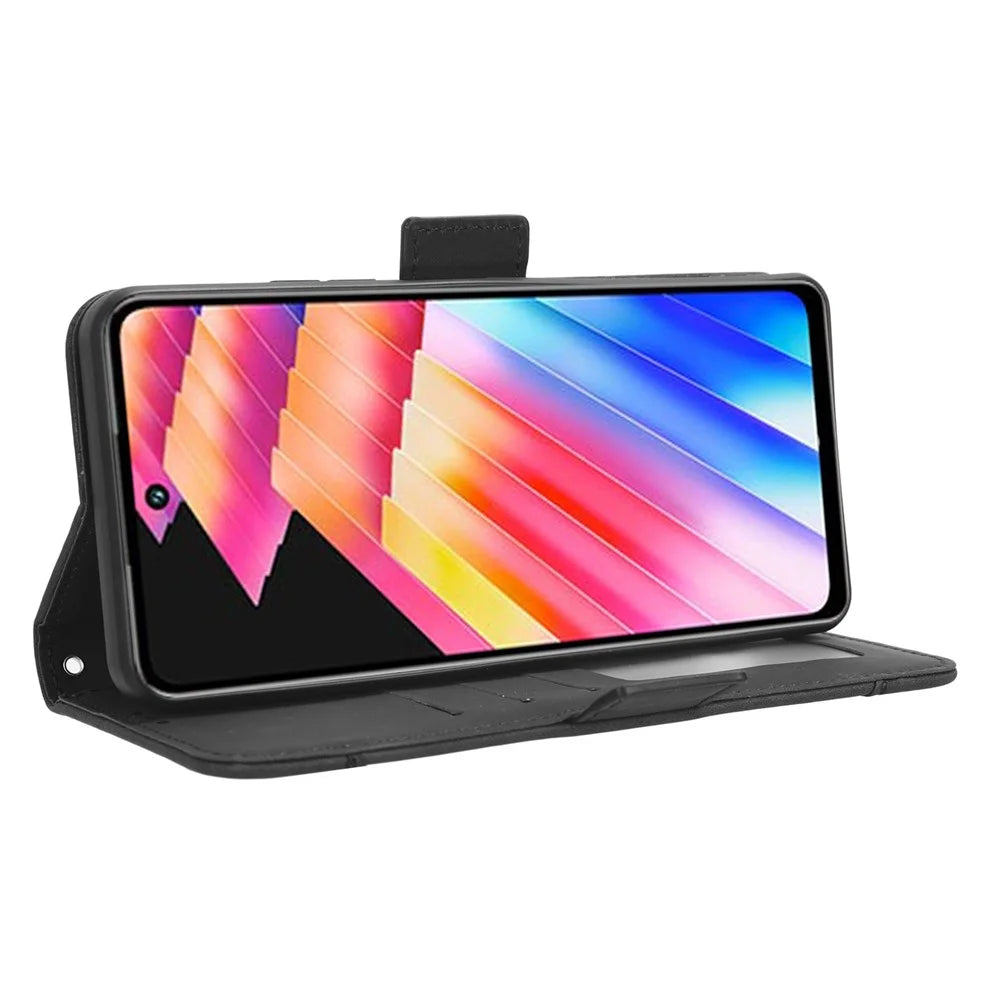 For Infinix Hot 30 X6831 PU Leather Stand Phone Cover Multiple Card Slots Flip Wallet Case - Black - 3