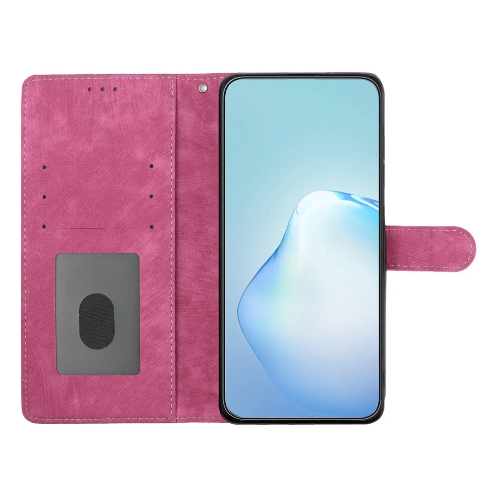 For Samsung Galaxy S22 5G Solid Color Leather Wallet Shell Skin-touch Anti-drop Stand Phone Case - Rose - 2