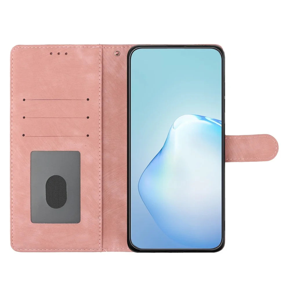 For Samsung Galaxy S23+ Leather Wallet Shell Solid Color Skin-touch Folding Stand Phone Case - Rose Gold - 2