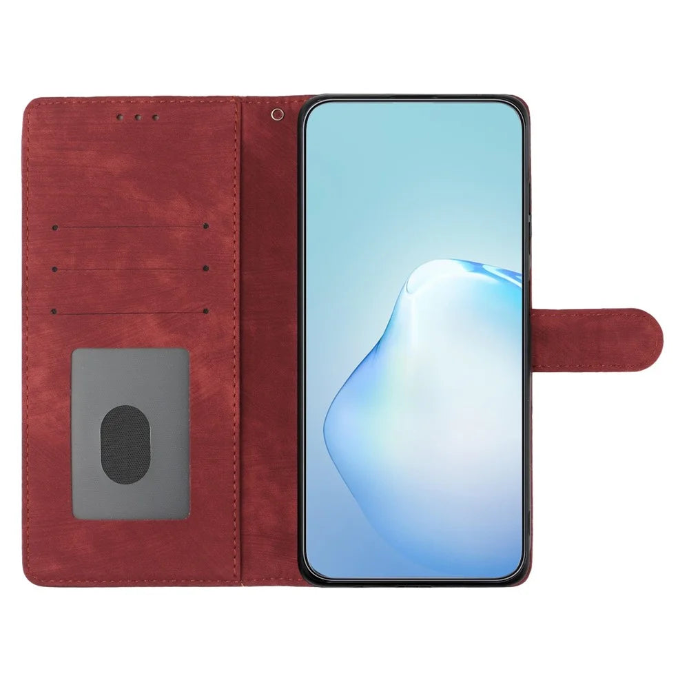 For Samsung Galaxy A73 5G PU Leather Full Protection Cover Skin-touch Wallet Stand Phone Case - Red - 2