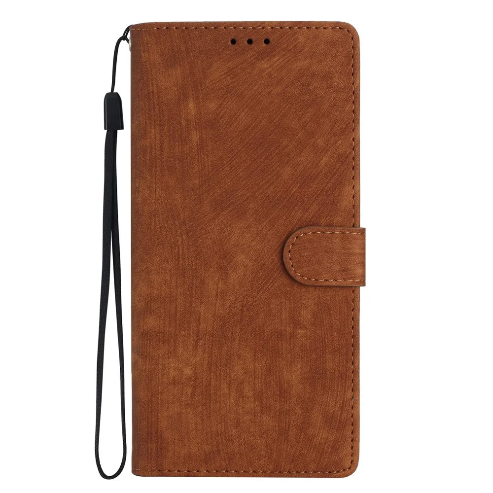 For Samsung Galaxy A33 5G Skin-touch PU Leather Phone Case Flip Stand Wallet Cover - Brown - 7