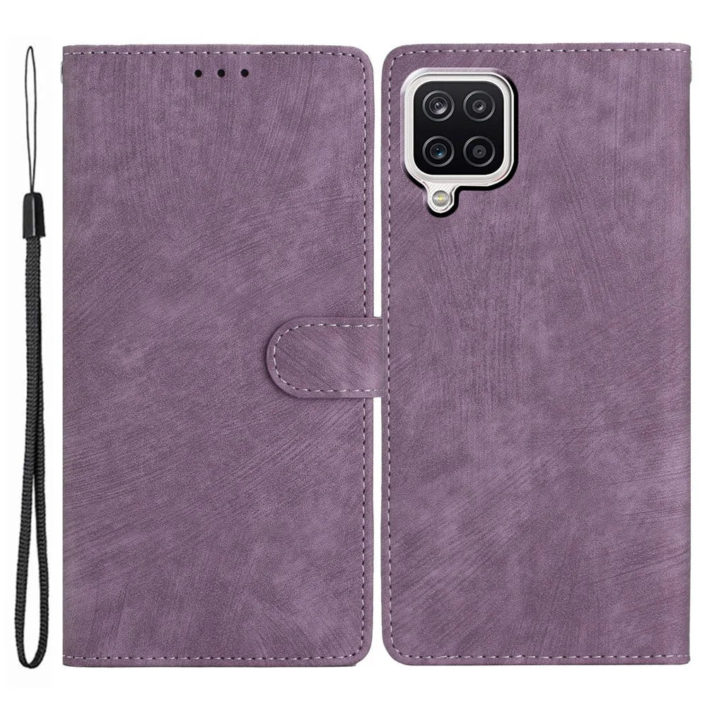 Phone Case for Samsung Galaxy A42 5G , Skin-touch Leather Wallet Stand Full Protection Cover - Purple - 1