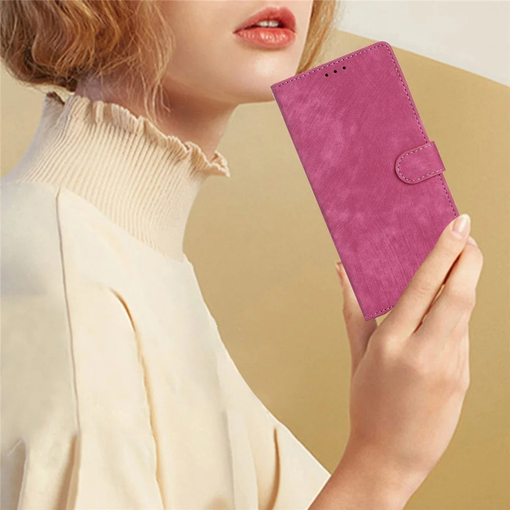 For iPhone 14 Plus PU Leather Wallet Fully Wrapped Cover Skin-touch Stand Phone Case - Rose - 5