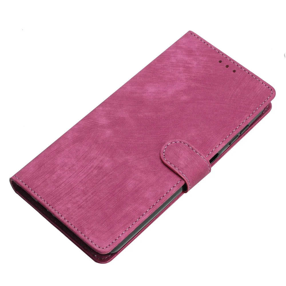 For iPhone 14 Plus PU Leather Wallet Fully Wrapped Cover Skin-touch Stand Phone Case - Rose - 6