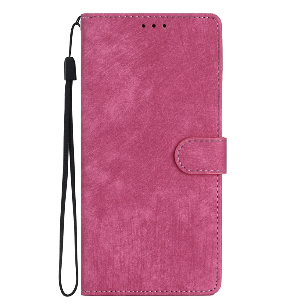 For iPhone 14 Plus PU Leather Wallet Fully Wrapped Cover Skin-touch Stand Phone Case - Rose - 7