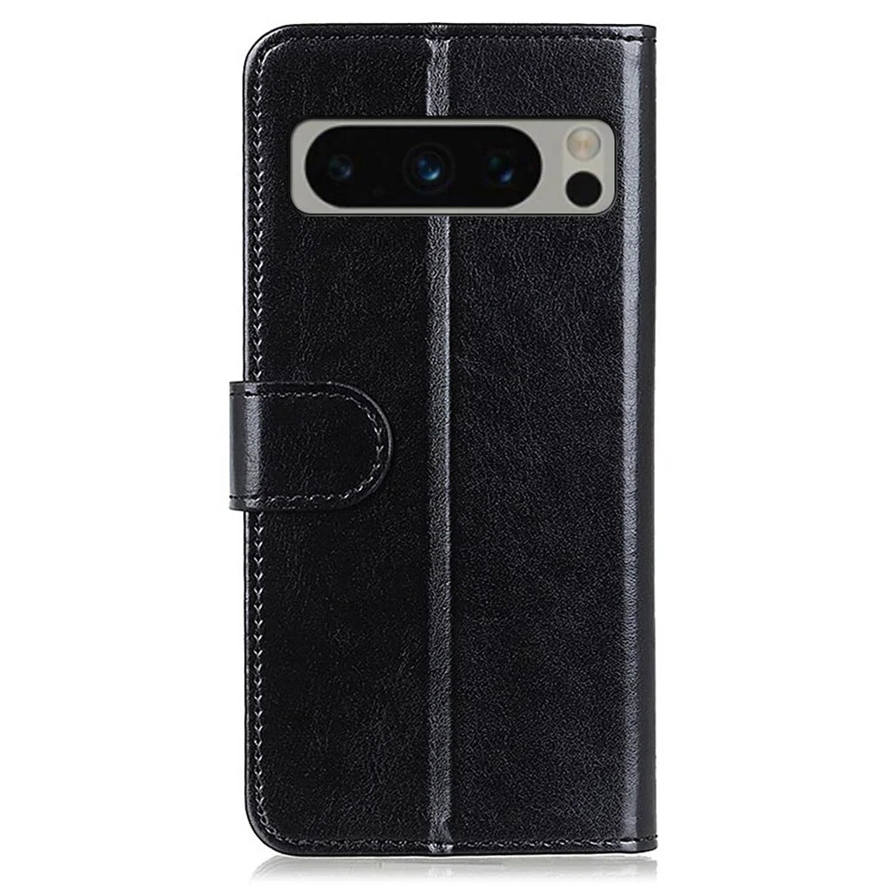 Phone Cover for Google Pixel 8 Pro PU Leather+TPU Wallet Crazy Horse Texture Cellphone Case - Black - 7