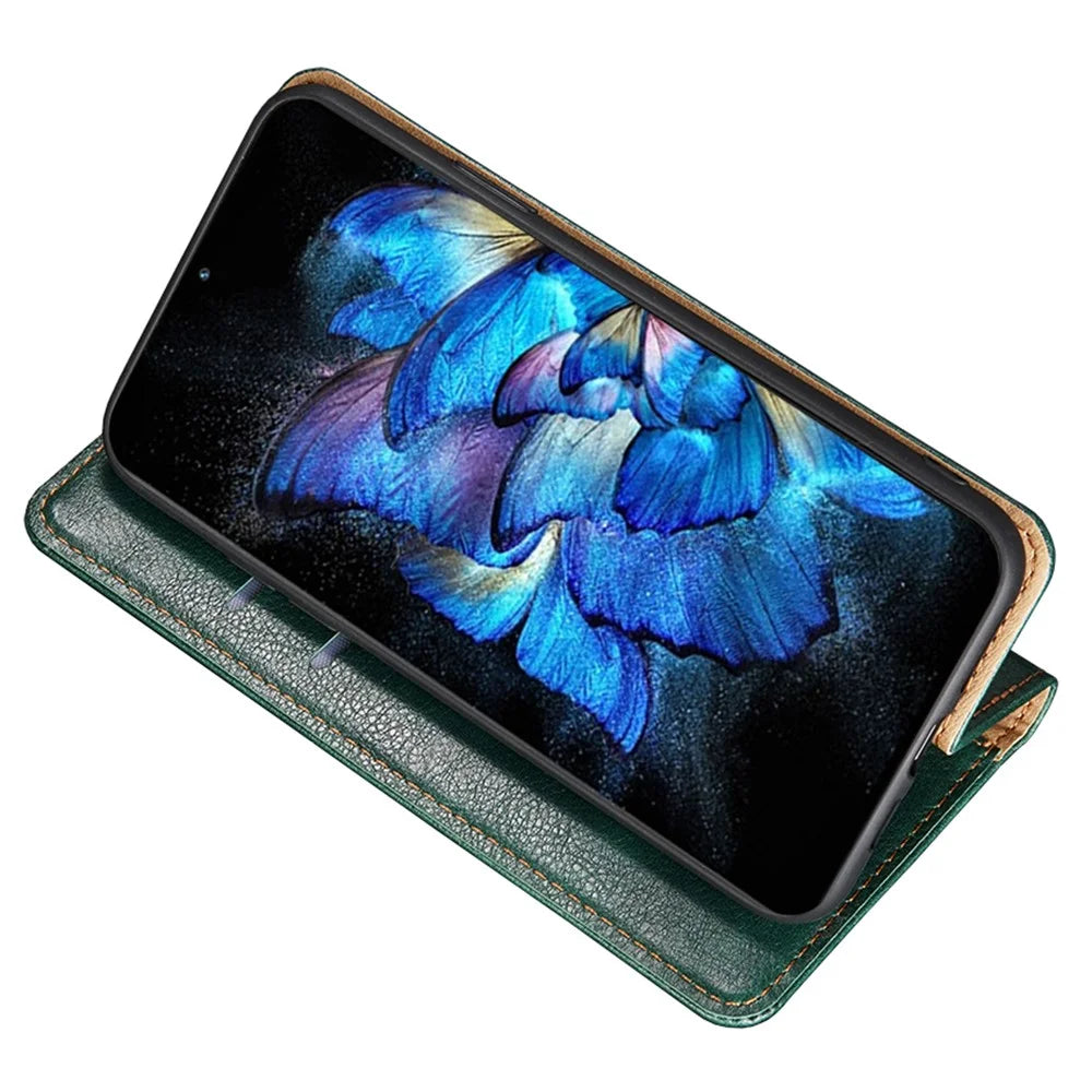For Nokia G22 Anti-Scratch Stand Case Magnetic Closing Anti-drop PU Leather Wallet Phone Cover - Green - 3