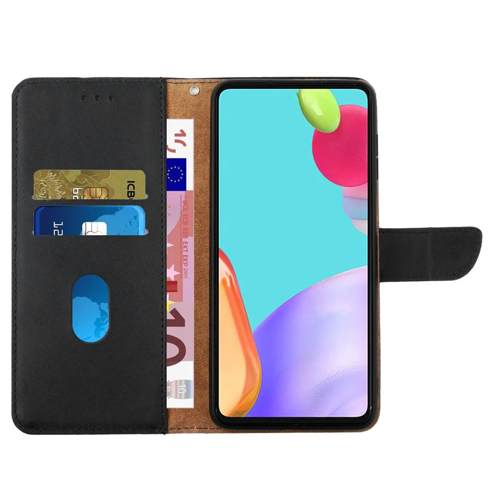 HT02 For Sony Xperia 10 V Nappa Texture Genuine Cow Leather Phone Case Stand Wallet Flip Phone Cover - Black - 2
