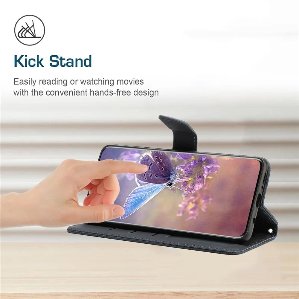 HT03 For Sony Xperia 10 V Skin-touch Leather Phone Case Imprinted Stand Wallet Cover with Shoulder Strap - Black - 3