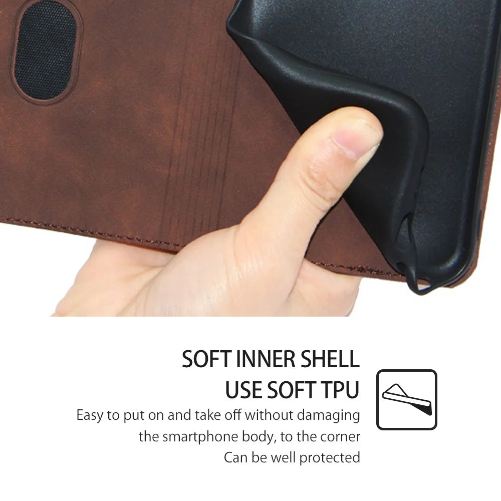 For OnePlus Nord 3 5G / Ace 2V 5G Magnetic Closing Skin-touch Phone Case Leather Stand Cover with Card Slots - Dark Brown - 6