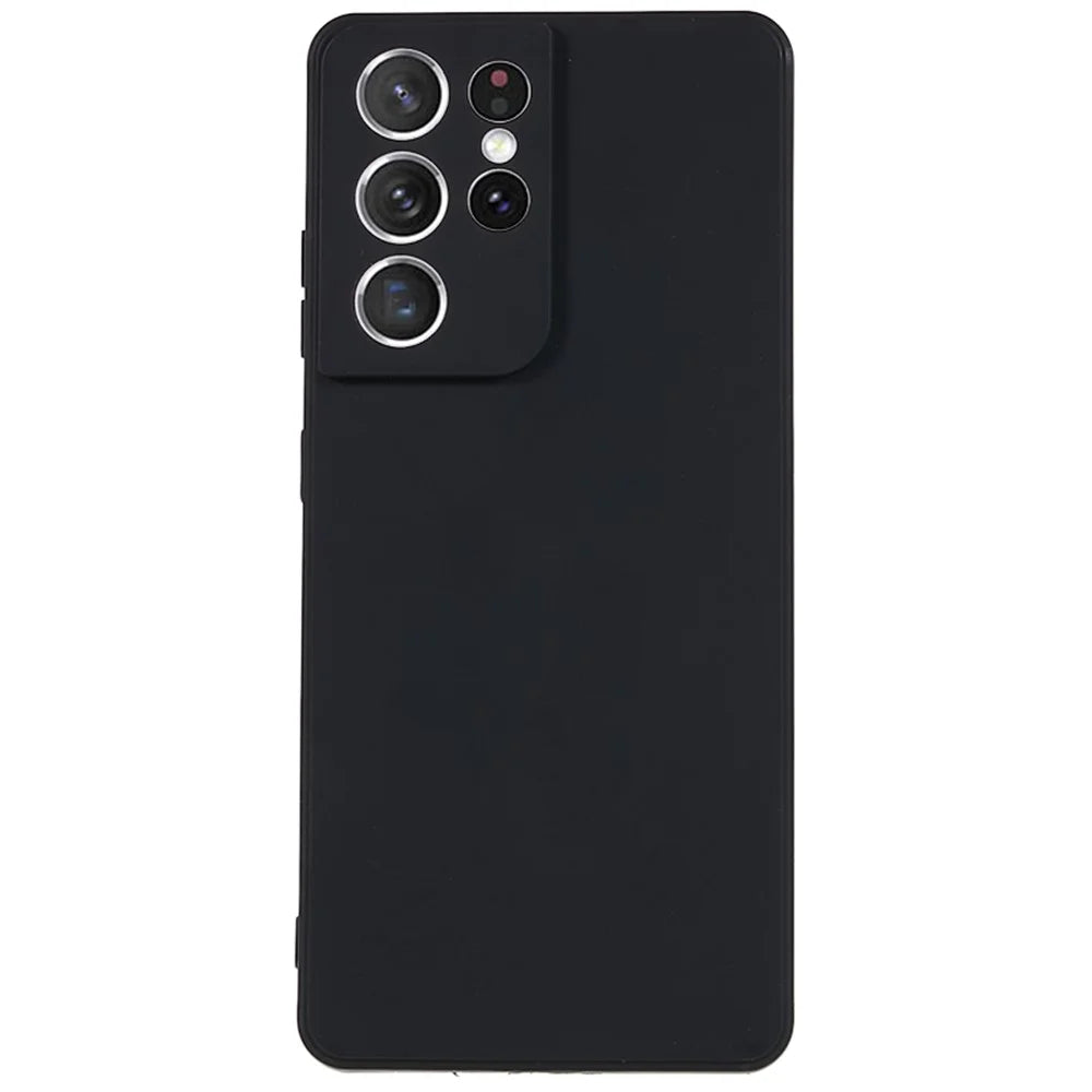 For Samsung Galaxy S21 Ultra 5G TPU Phone Case Straight Edge Anti-scratch Phone Cover - Black - 1