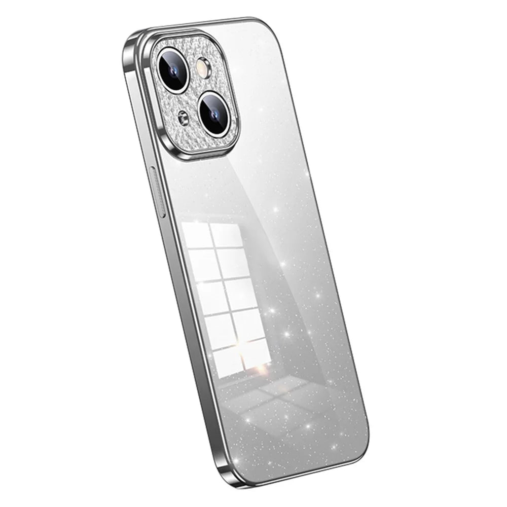 SULADA Glitter Phone Case for iPhone 14 , Rhinestone Decor Electroplating Phone TPU Cover - White - 1