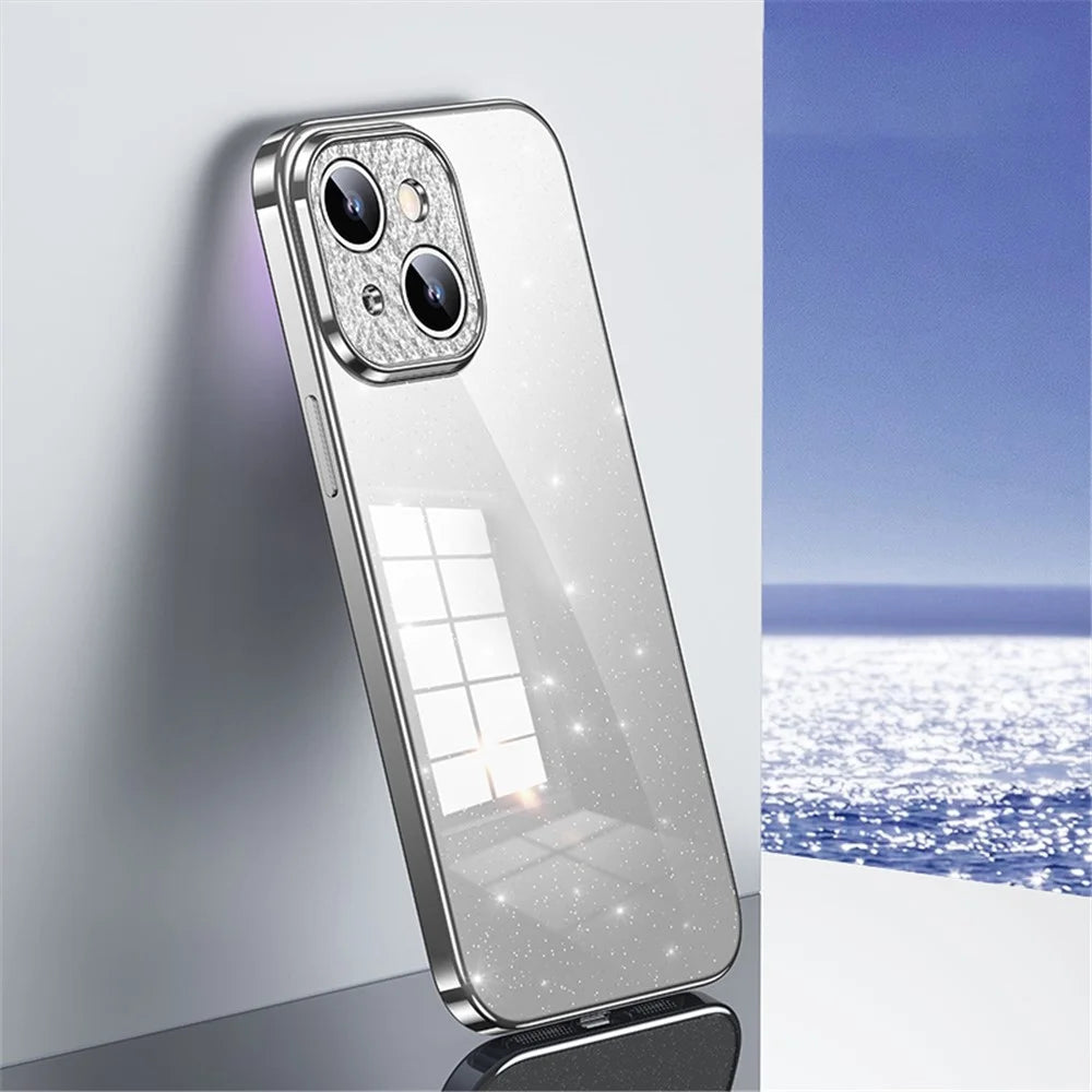 SULADA Glitter Phone Case for iPhone 14 , Rhinestone Decor Electroplating Phone TPU Cover - White - 2