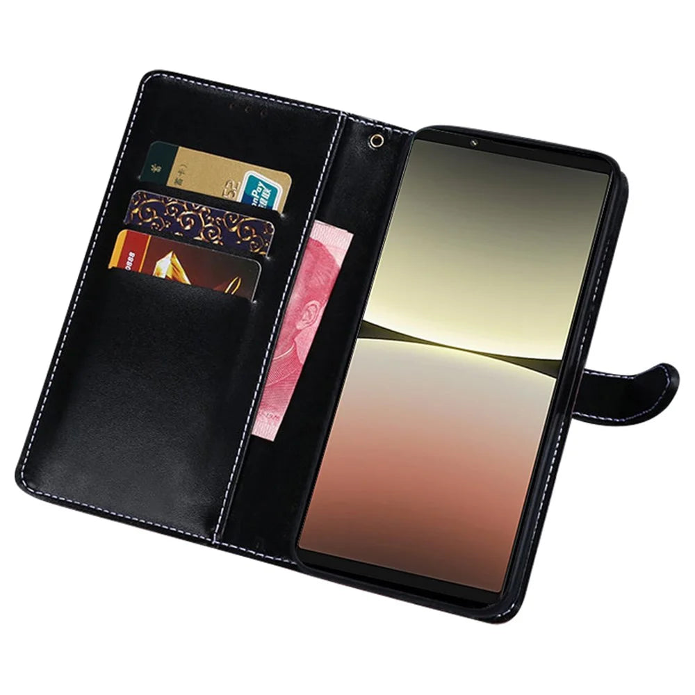 IDEWEI For Sony Xperia 10 V PU Leather Phone Case Crocodile Texture Wallet Stand Cover - Black - 2