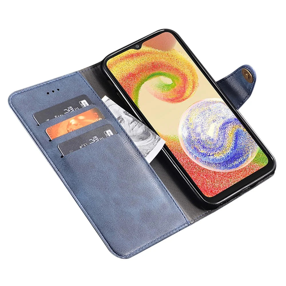 IDEWEI For Samsung Galaxy M13 4G Wallet Phone Case Stand Anti-Scratch Textured PU Leather Phone Cover Shell - Blue - 2