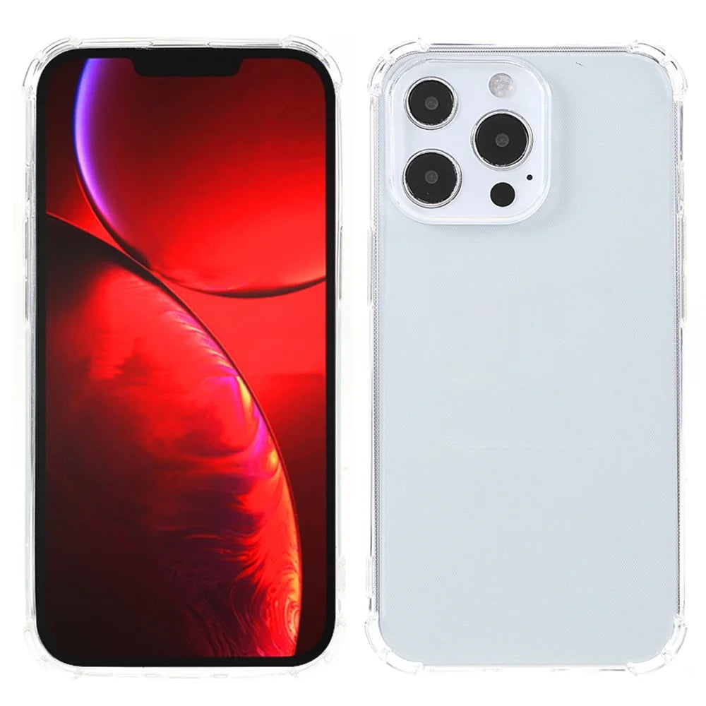 For iPhone 14 Pro Clear Phone Case Flexible TPU Shockproof Corners Cell Phone Cover - 2