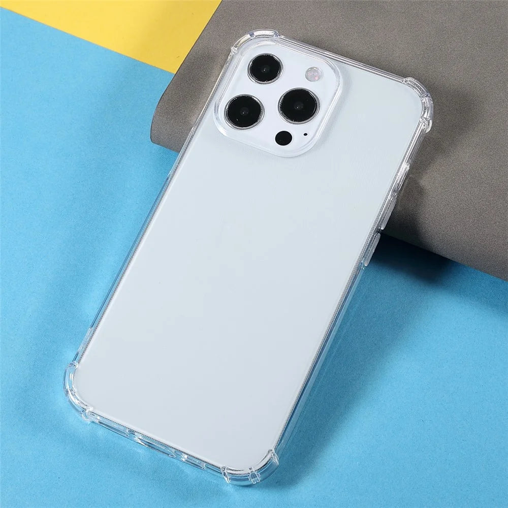 For iPhone 14 Pro Clear Phone Case Flexible TPU Shockproof Corners Cell Phone Cover - 3