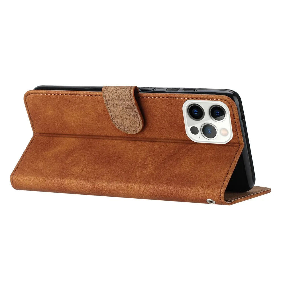 For iPhone 12 Pro Max 6.7 inch Butterfly Imprinted Phone Case Folding Stand Leather Wallet Cover - Brown - 3