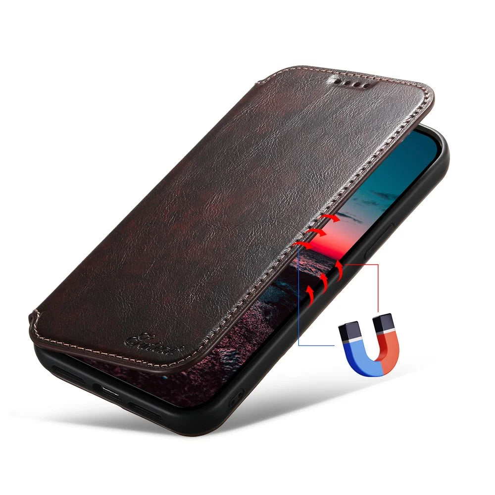SUTENI J05 For iPhone 13 6.1 inch Dustproof Phone Case Stand Wallet Leather Cover Compatible with MagSafe - Brown - 4