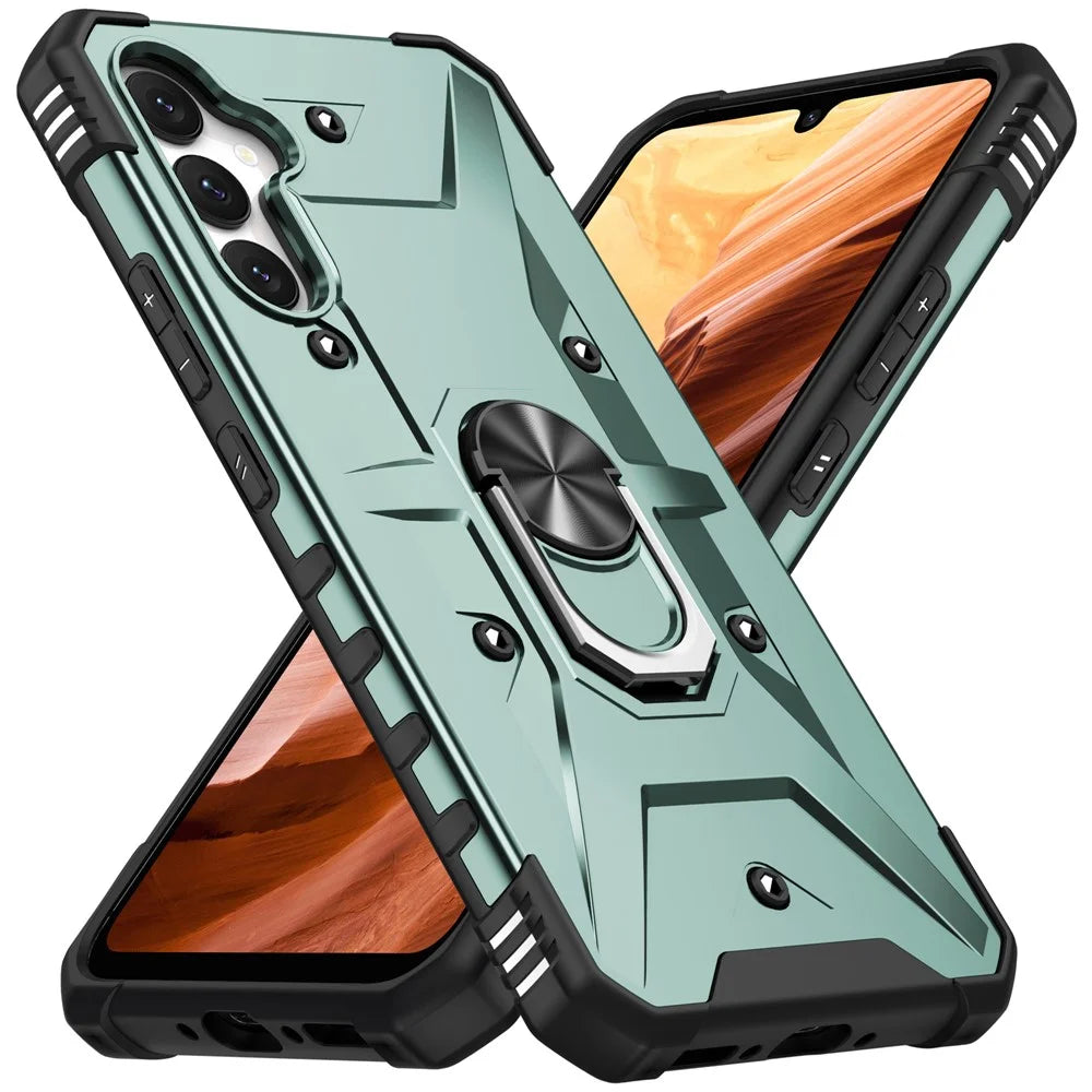 For Samsung Galaxy A54 5G PC+TPU Drop Protective Cover Ring Kickstand Mobile Phone Case - Dark Green - 2