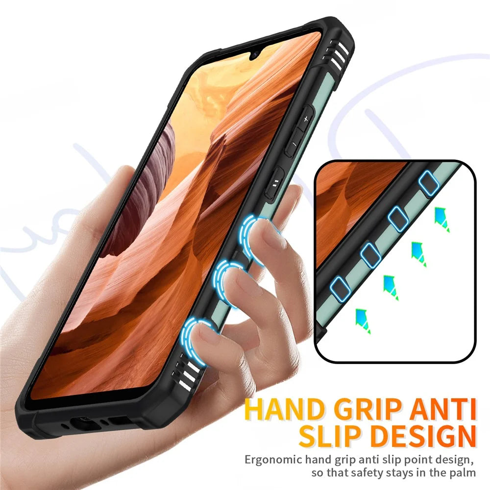 For Samsung Galaxy A54 5G PC+TPU Drop Protective Cover Ring Kickstand Mobile Phone Case - Dark Green - 6