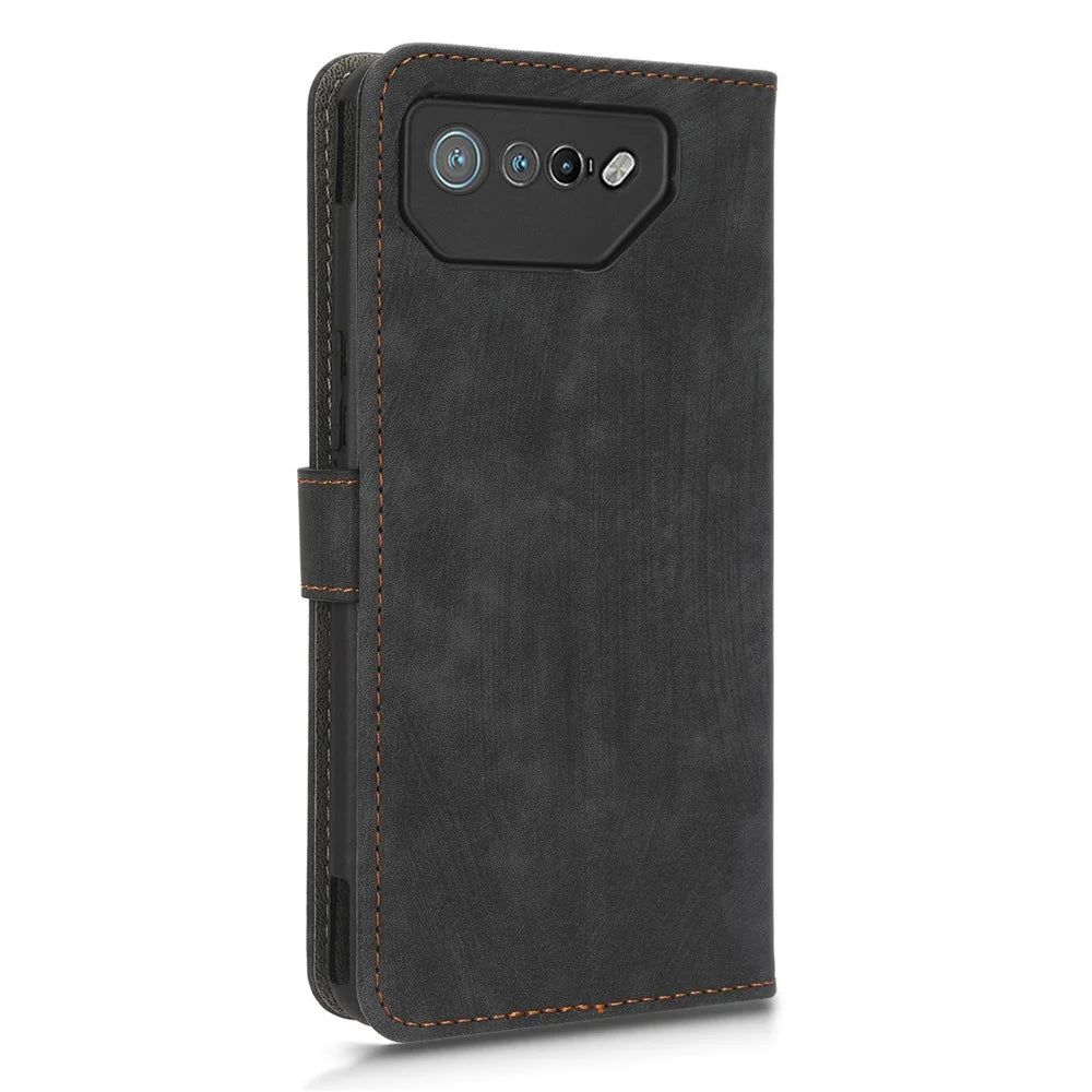 For Asus ROG Phone 7 5G Phone Wallet Case RFID Blocking Stand Phone Cover with Strap - Black - 7