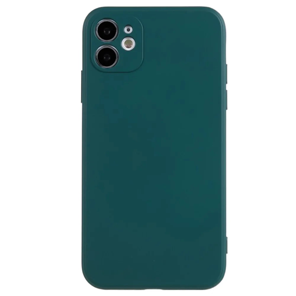 For iPhone 11 Soft TPU Rubberized Cover Fiber Lining Cushion Anti-Scratch Phone Case - Army Green - 1