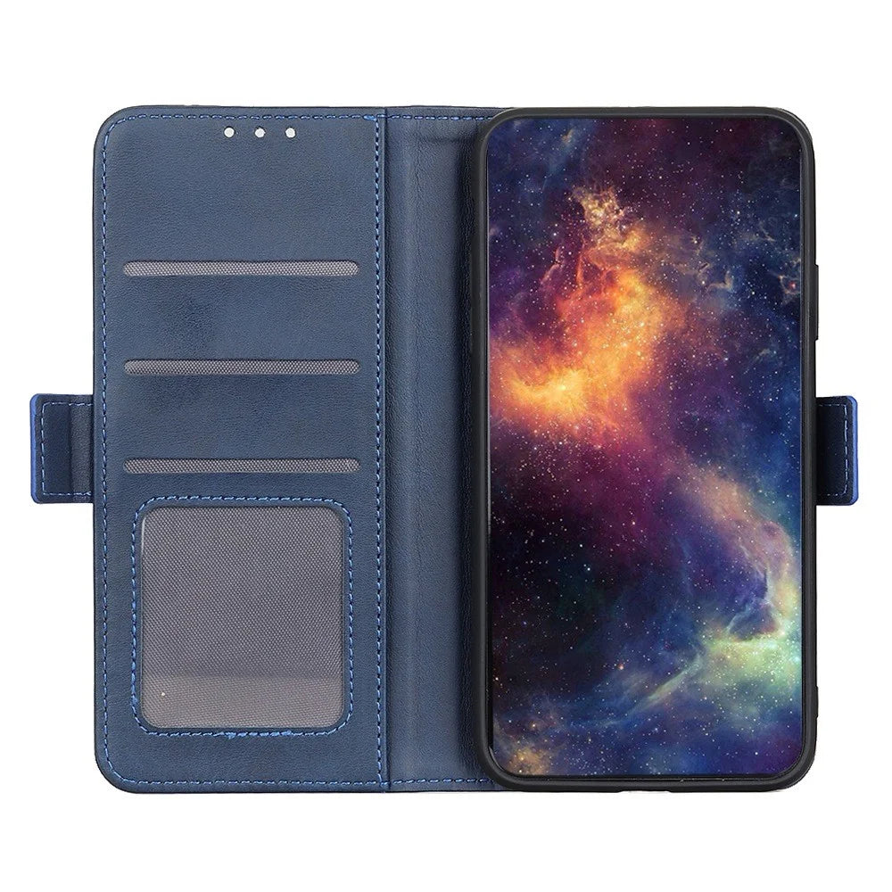 For Samsung Galaxy M54 5G / F54 5G PU Leather Flip Case Cowhide Texture Wallet Stand Phone Cover - Blue - 3