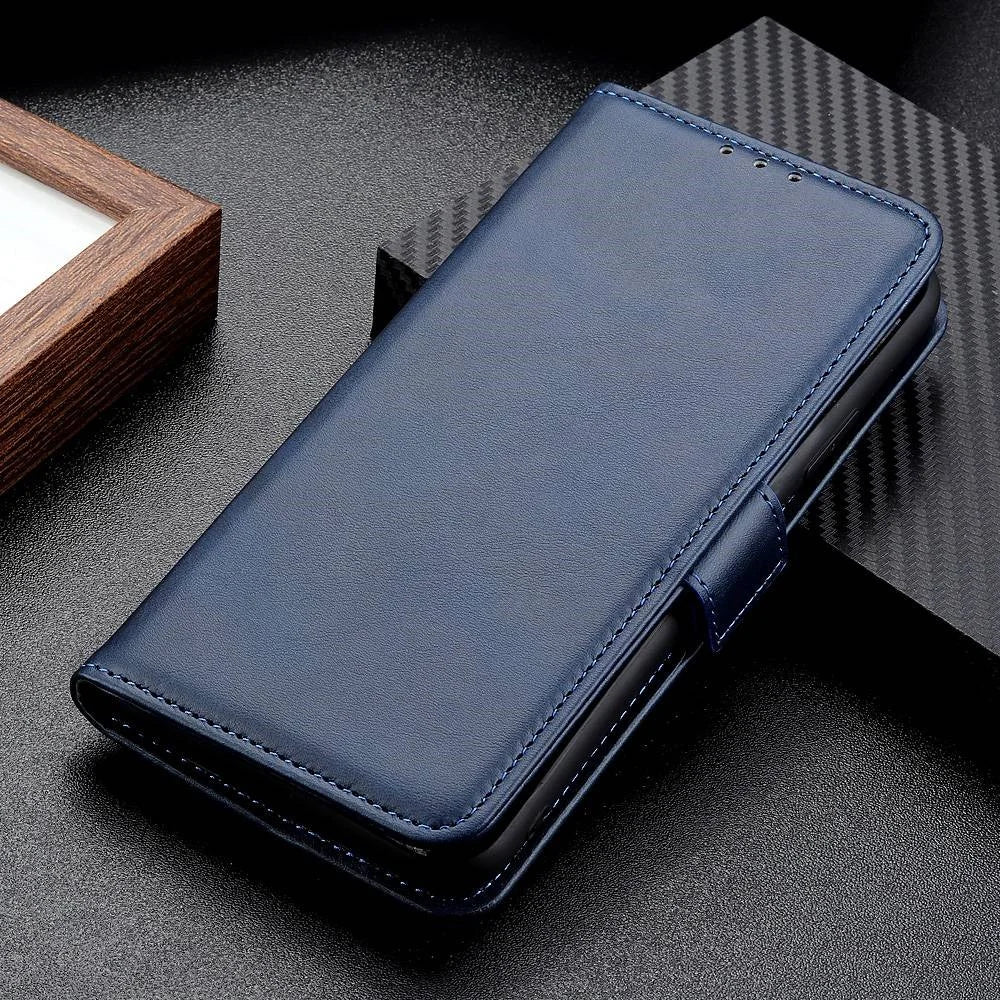 For Samsung Galaxy M54 5G / F54 5G PU Leather Flip Case Cowhide Texture Wallet Stand Phone Cover - Blue - 5