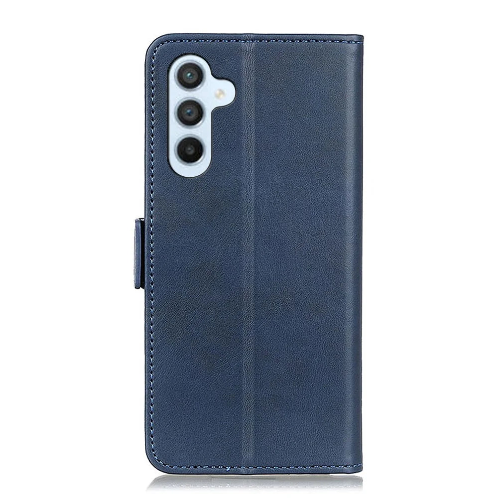 For Samsung Galaxy M54 5G / F54 5G PU Leather Flip Case Cowhide Texture Wallet Stand Phone Cover - Blue - 7