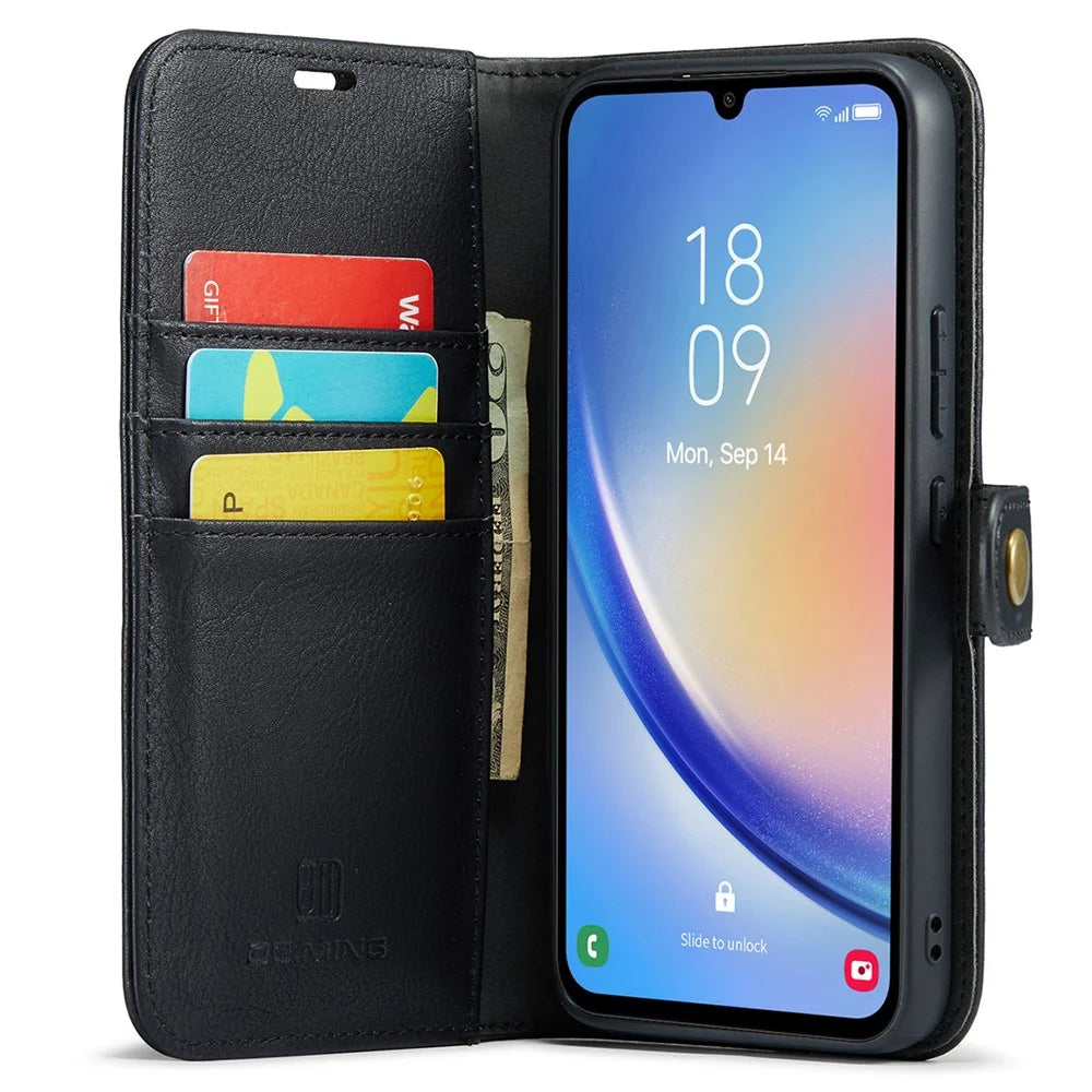 DG.MING For Samsung Galaxy A34 5G Detachable Magnetic Case Split Leather Phone Wallet Stand Drop-proof Cover - Black - 2